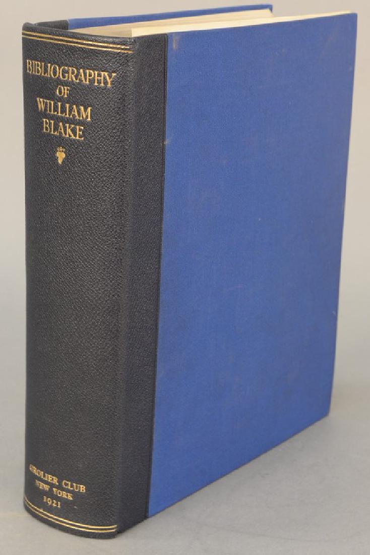Bibliography of William Blake 1921 Grolier Society New: Bibliography of William Blake 1921 Grolier Society New York by Geoffrey Keynes, plus the 1921 Prospectus 1 of 250. Provenance: Estate of Eileen Slocum located in the Harold Brown Villa in Newport, R.I