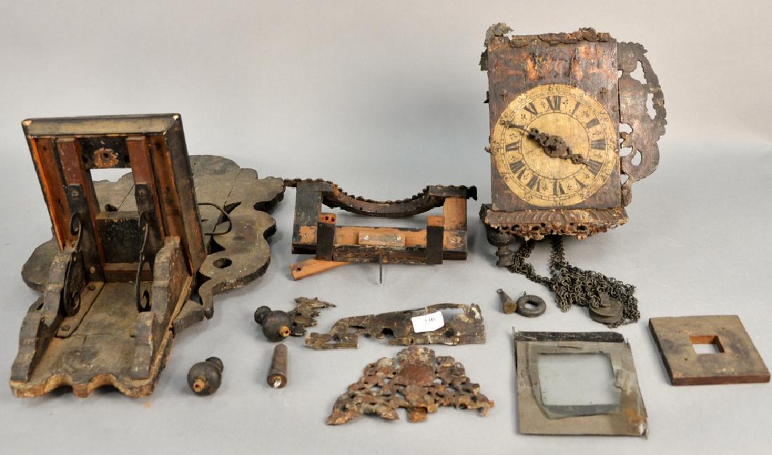 Wag on wall type clock, 17th to early 18th century (no: Wag on wall type clock, 17th to early 18th century (no pendulum, case as is).