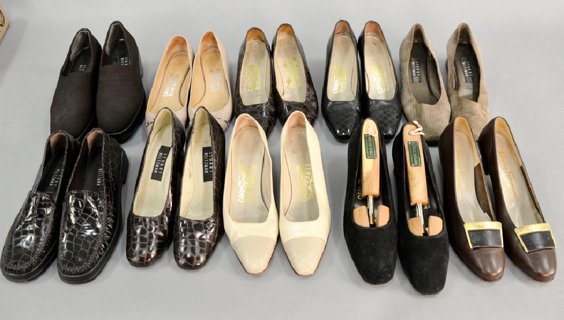 Ten pairs of shoes including six pairs of Salvatore: Ten pairs of shoes including six pairs of Salvatore Ferragamo womens shoes and four pairs of Stuart Weitzman.