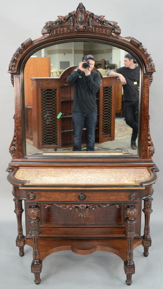 Victorian walnut and burl walnut hall mirror in two (1 of 5)