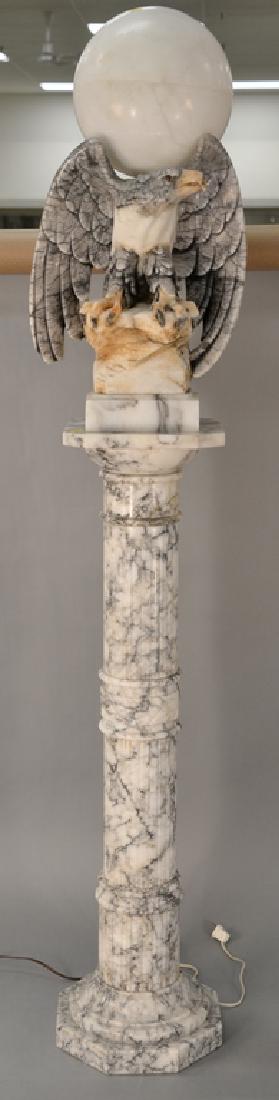 Alabaster pedestal and eagle lamp,  with globe style (1 of 4)