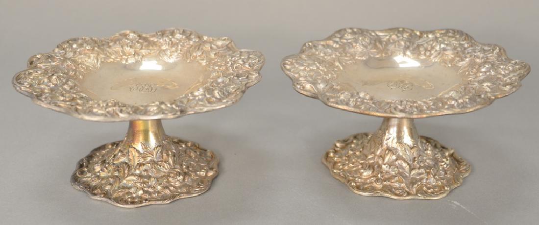 Pair of Kirk & Son compotes,  repousse scalloped edge, (1 of 5)