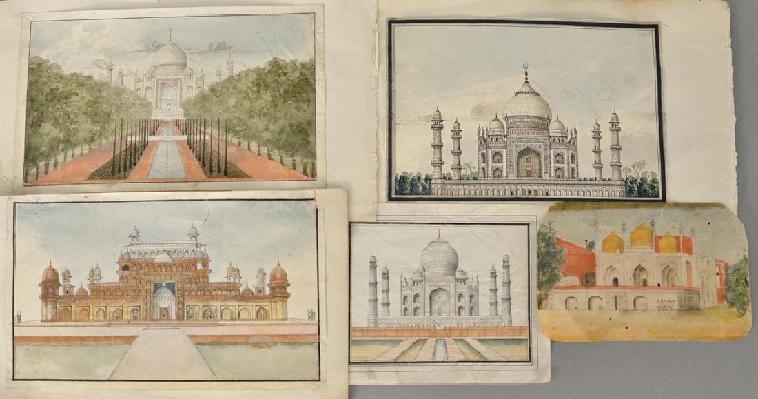 Group of seven Indian School Taj Mahal-Agra miniature (1 of 9)