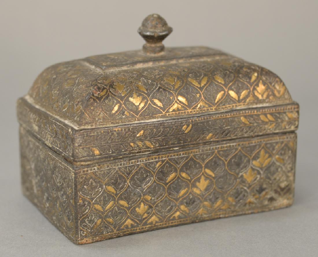 Archaic silver and gold inlaid box,  rectangle with (1 of 5)