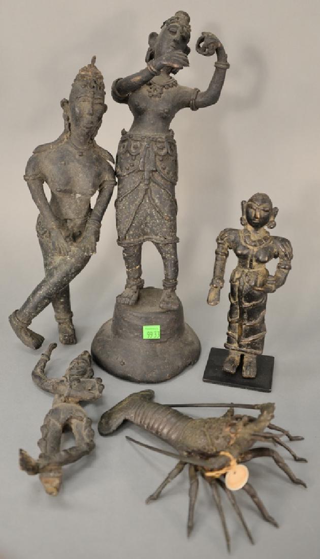 Five piece Archaic figural bronze group to include two (1 of 8)