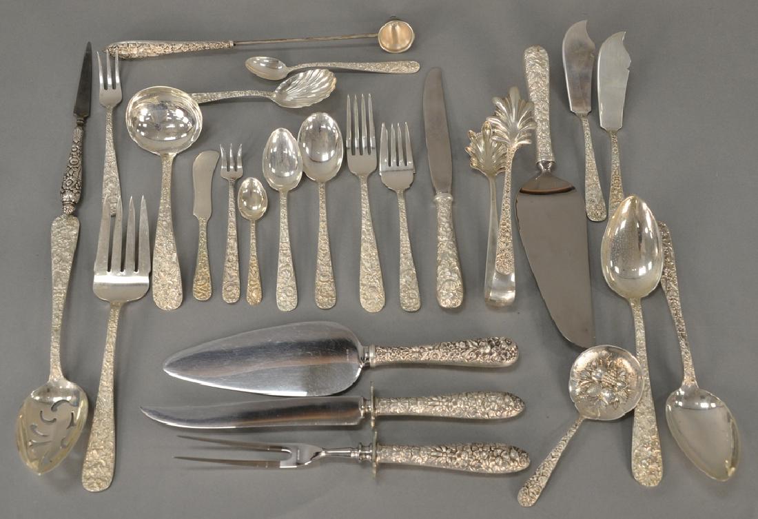 S. Kirk & Sons sterling silver flatware set, repousse (1 of 7)