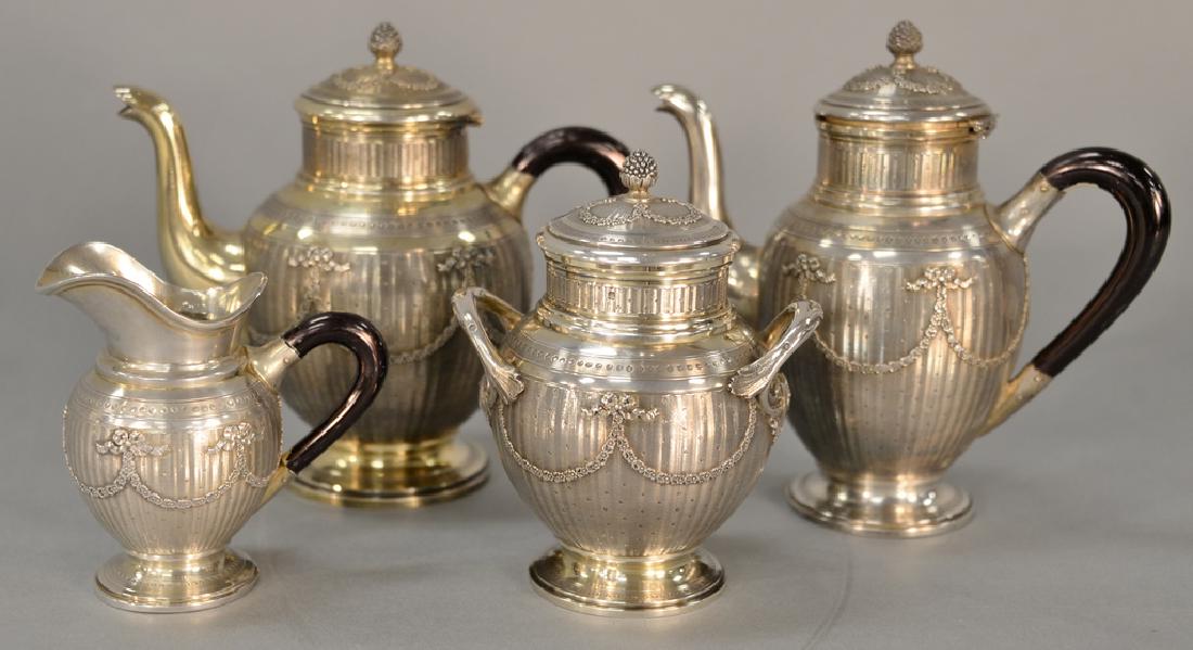 Four piece French silver tea and coffee set ,  having (1 of 6)