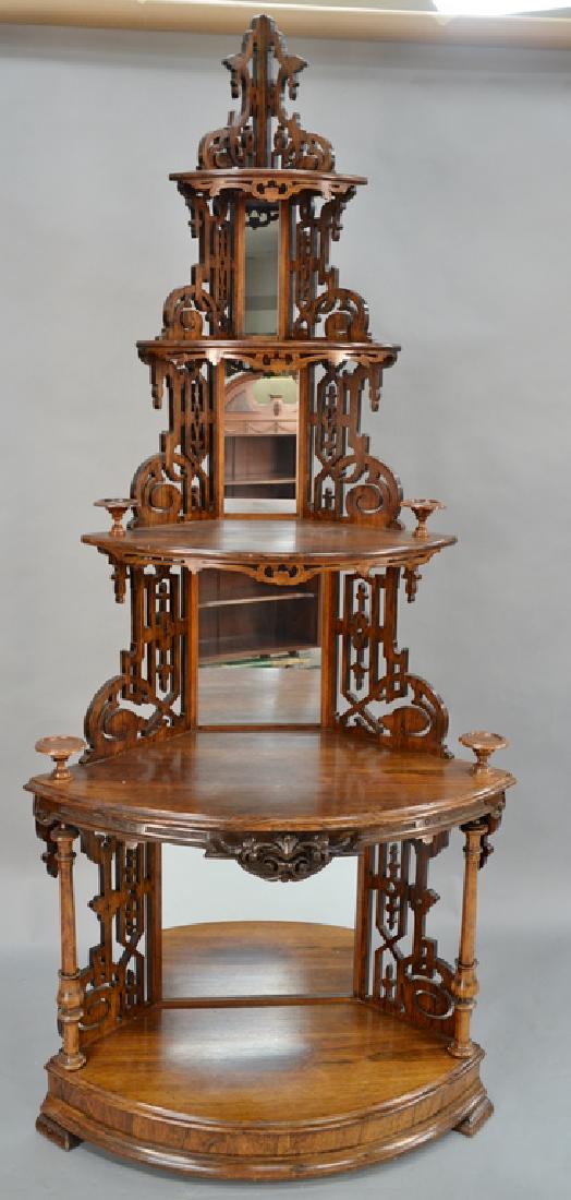 Victorian rosewood corner etagere with pierced carved (1 of 5)