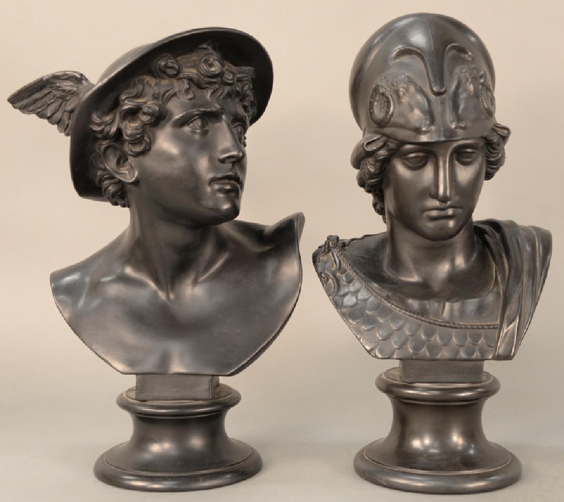 Pair of Wedgwood black basalt busts,  Mercury and (1 of 6)