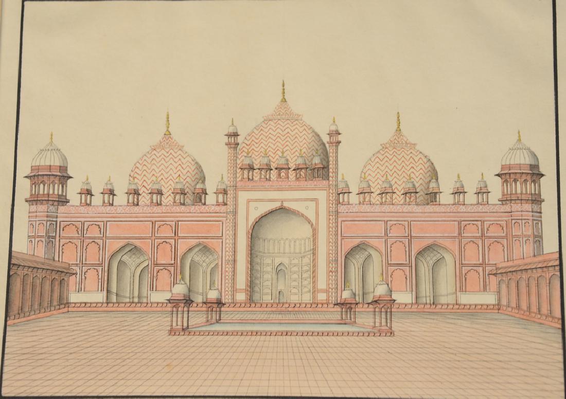 Agra School, 19th century,  two ink watercolor gouache (1 of 3)