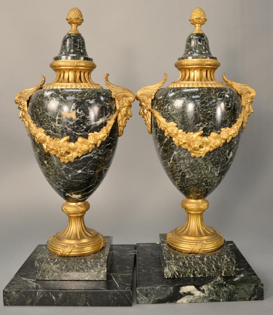 Pair of marble urns with gilt bronze mounts,  each set (1 of 8)