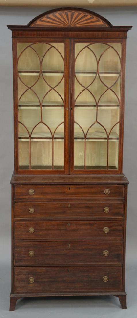 George III mahogany butlers secretary desk with inlaid (1 of 4)
