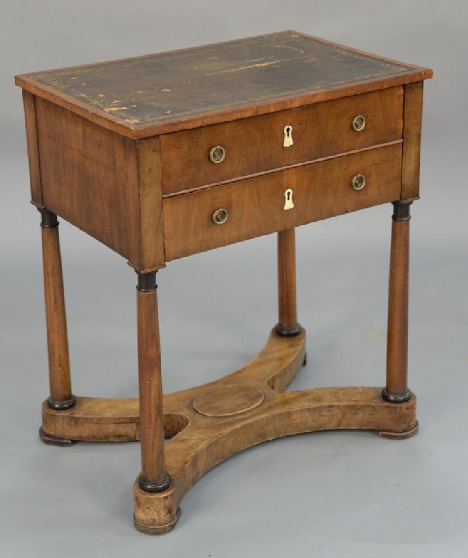 Two drawer stand with tooled leather top, late 19th (1 of 4)