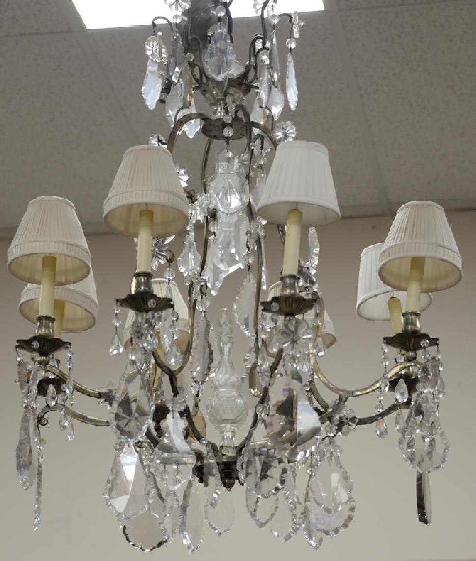 Crystal and brass chandelier, eight light with flat (1 of 4)