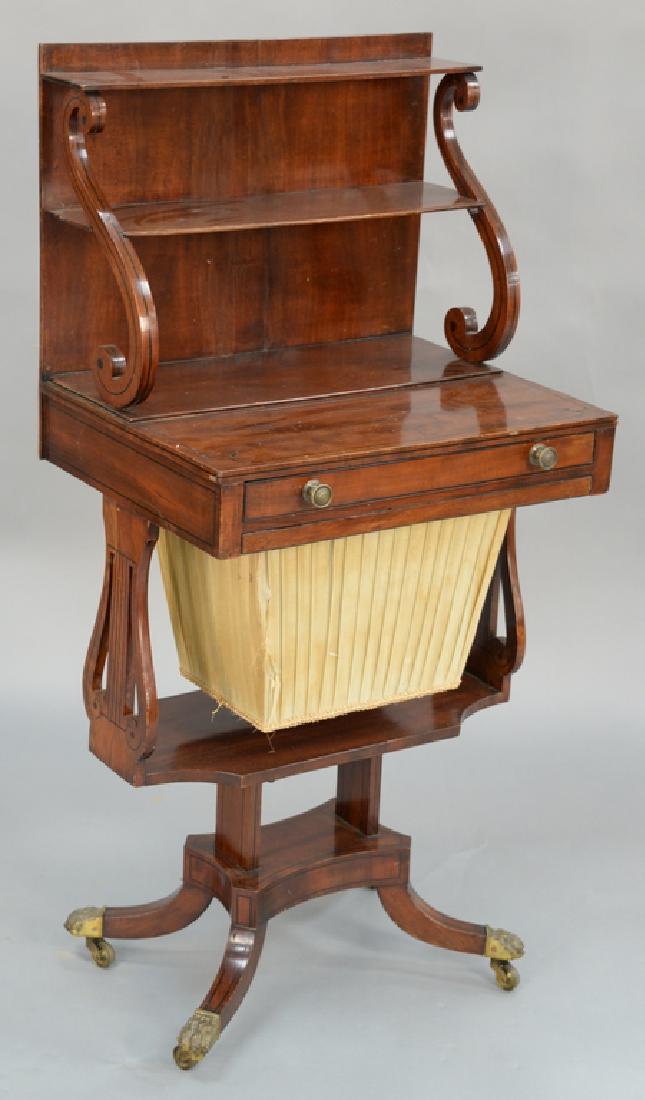 Mahogany work table with shelf top desk and back, (1 of 6)