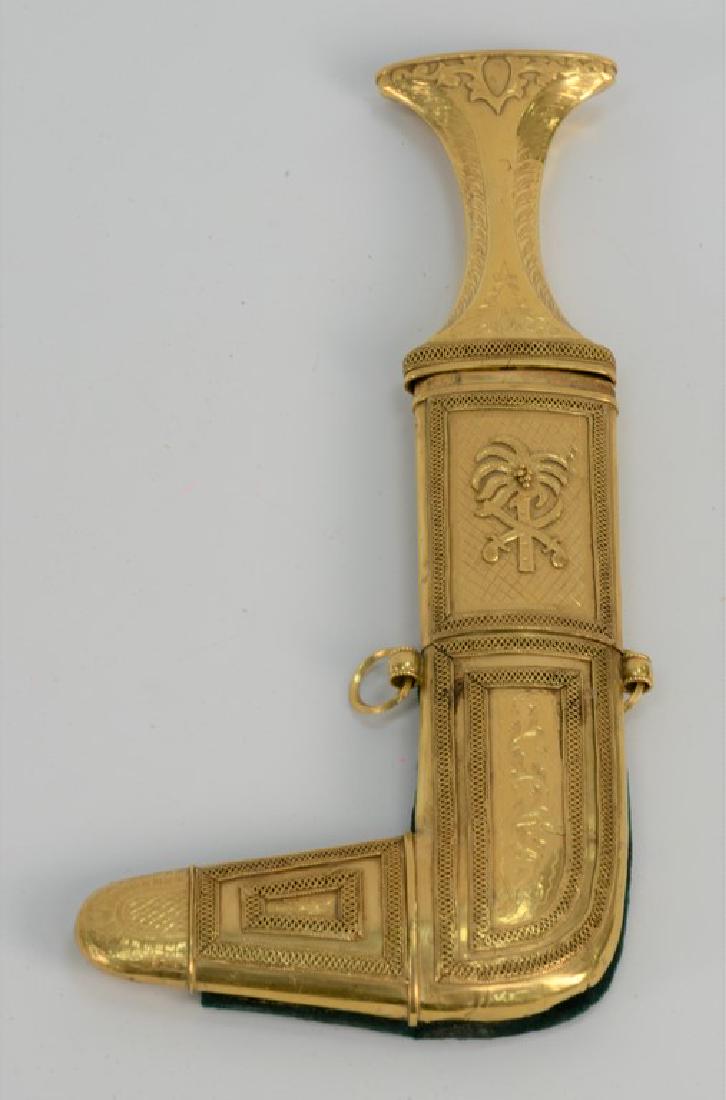 14 karat gold handled knife in gold and wood scabbard, (1 of 4)