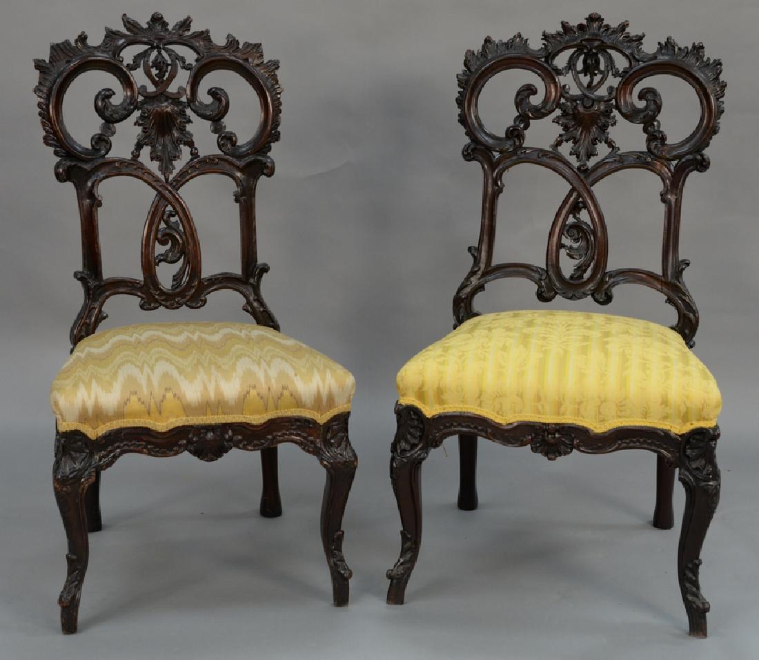 Set of ten mahogany Rococo side chairs, all with (1 of 9)
