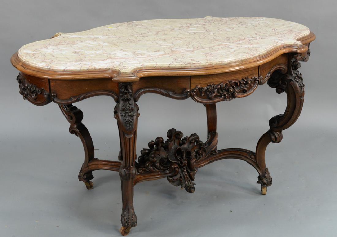 Victorian Rosewood center table with inset shaped (1 of 7)