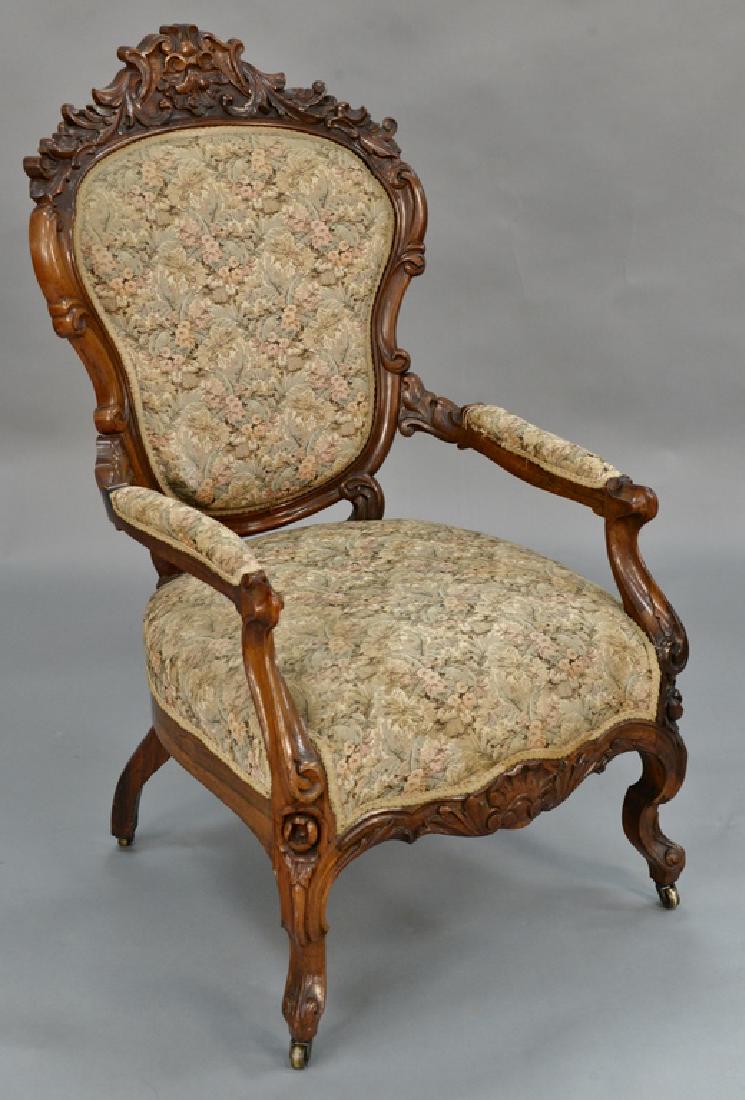 Rosewood Victorian gentleman's chair with foliate