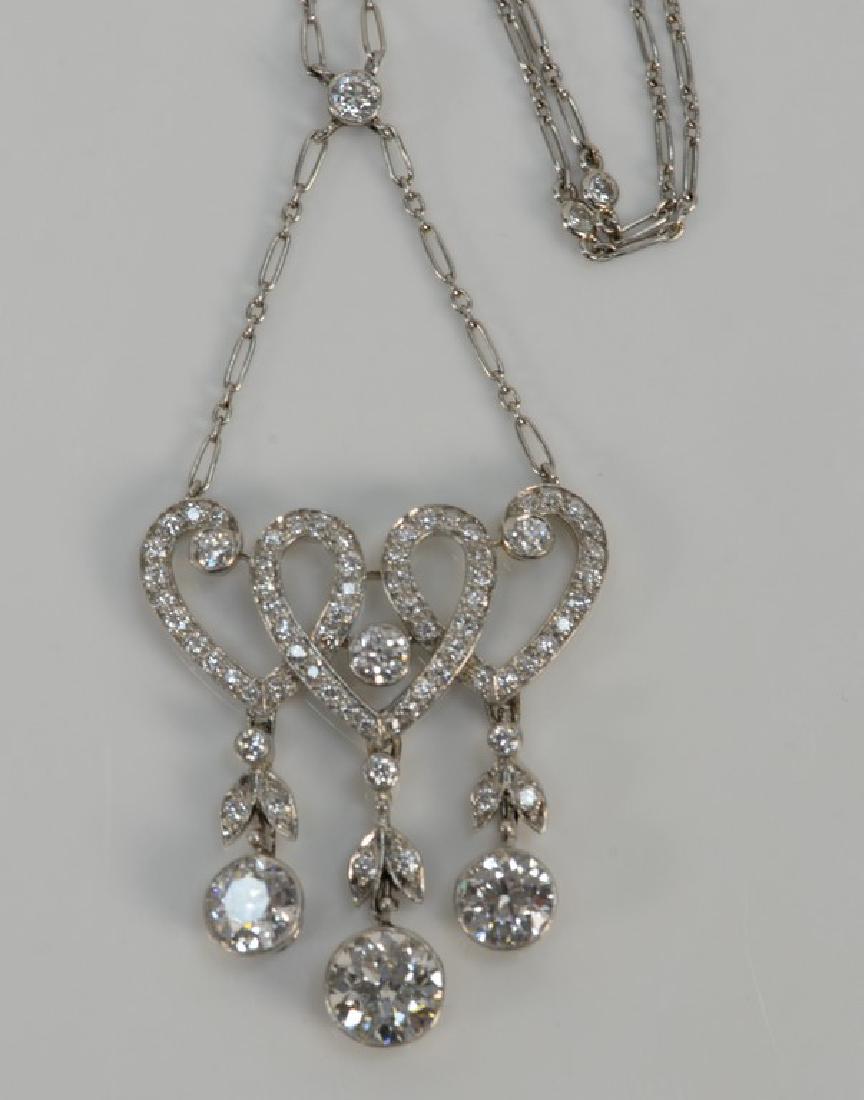 Platinum diamond link chain necklace,  set with six (1 of 4)
