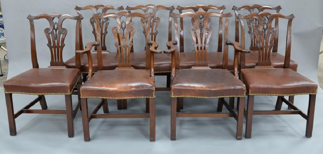 Set of eight Chippendale style, custom mahogany dining (1 of 6)