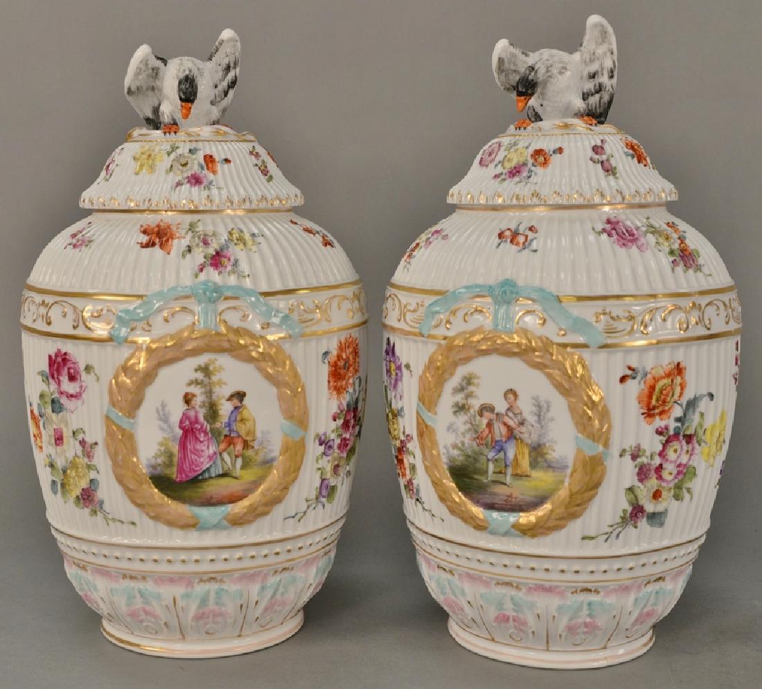 Near pair of porcelain covered urns,  having eagle (1 of 7)