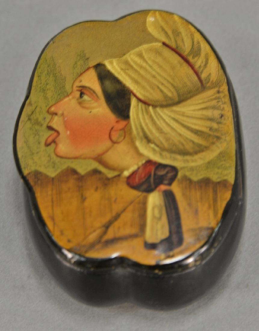 19th century paper mache box with hand painted figure (1 of 5)