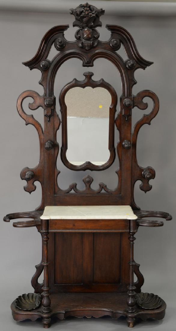 Victorian hall rack (cracked marble). ht. 94 in., wd. (1 of 7)