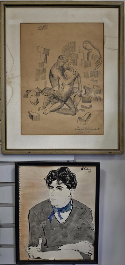 Group of five framed pieces to include pencil on paper (1 of 7)