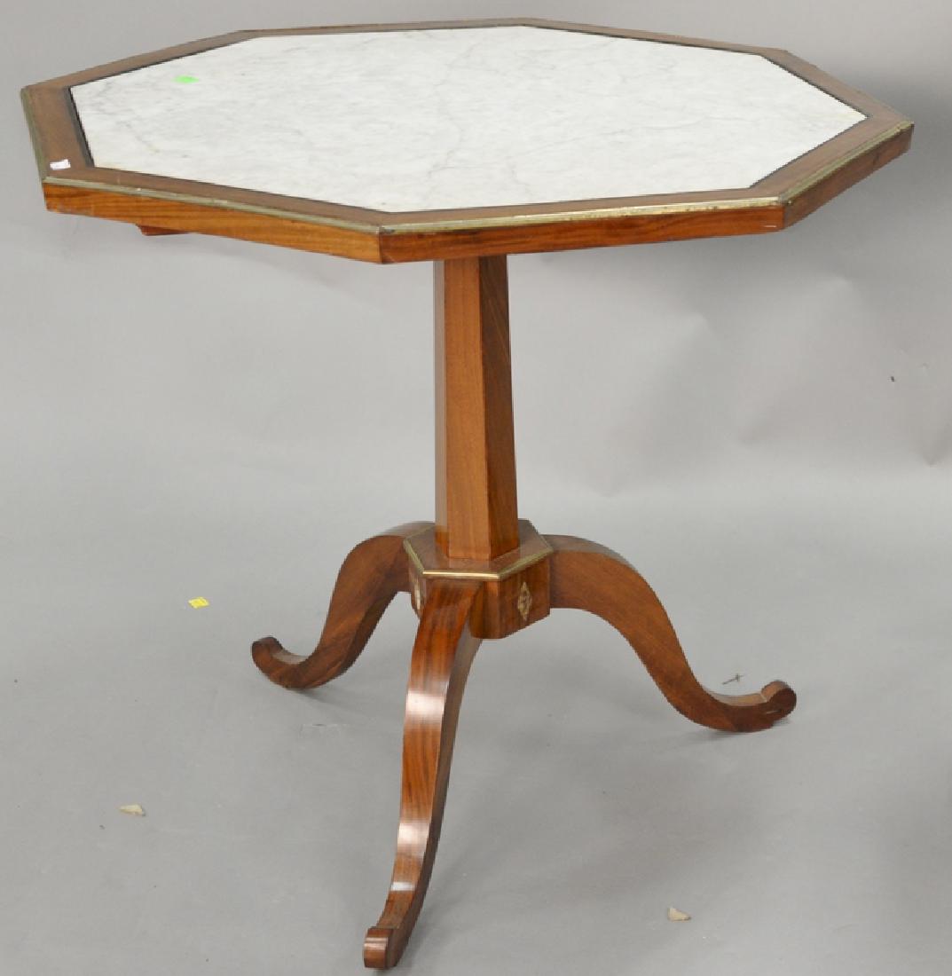Mahogany stand with octagon inset marble top. ht. 28 (1 of 4)
