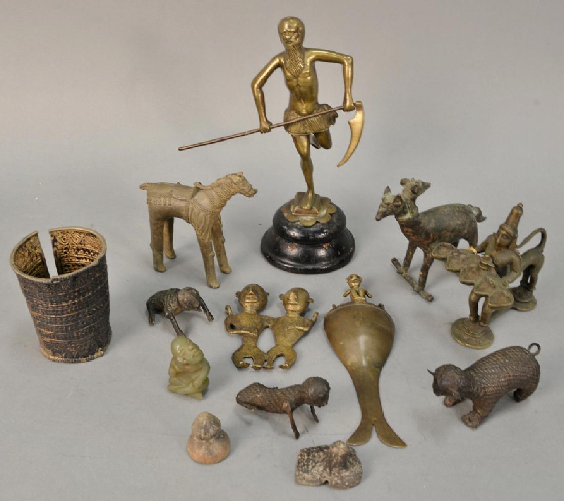 Group of archaic figural bronze and brass items to (1 of 8)