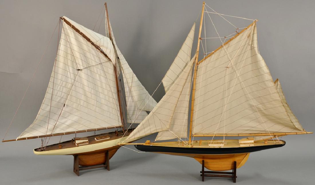 Two pond sailboat models. ht. 41 in., lg. 46 in. (1 of 7)