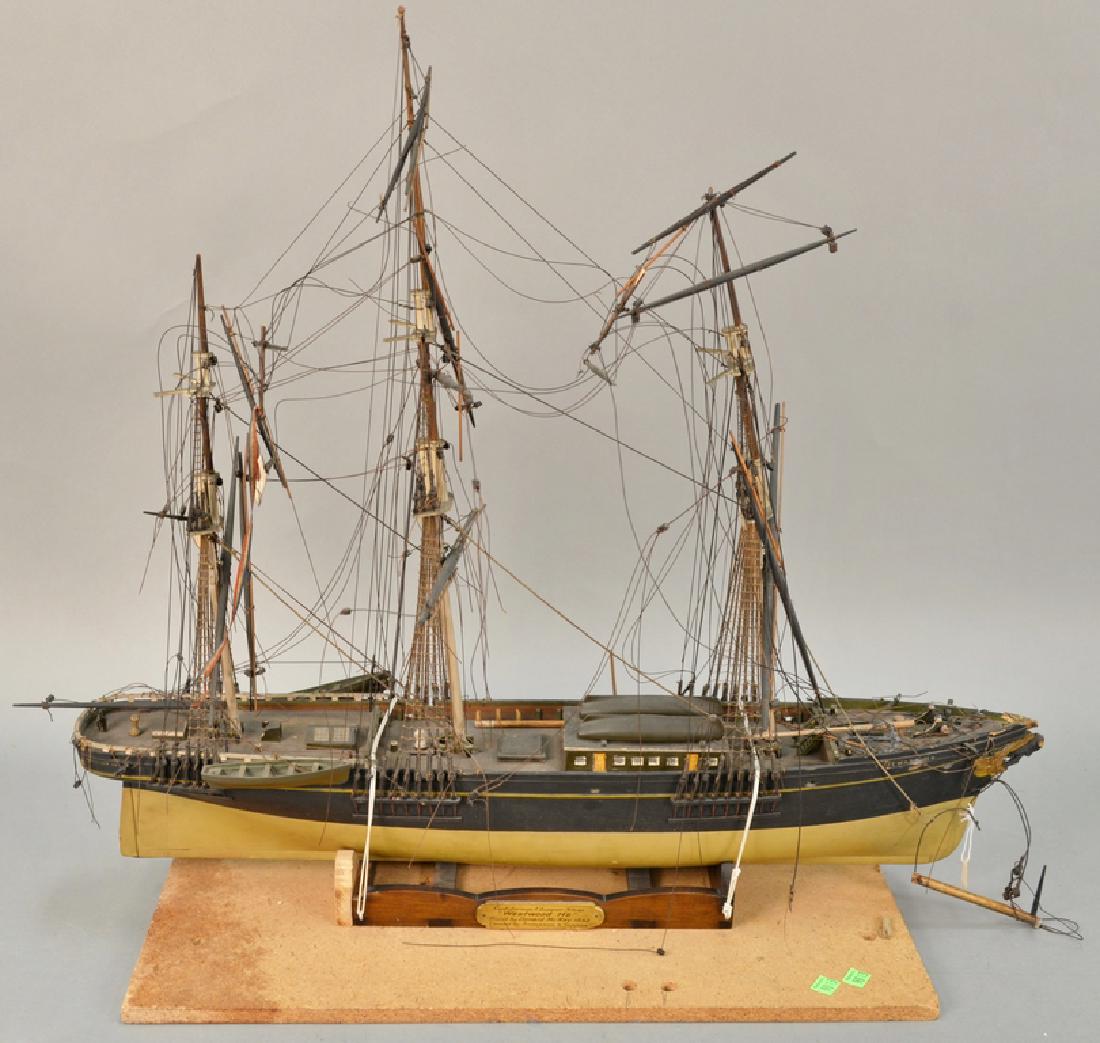 Five piece ship model lot including a three masted ship (1 of 5)