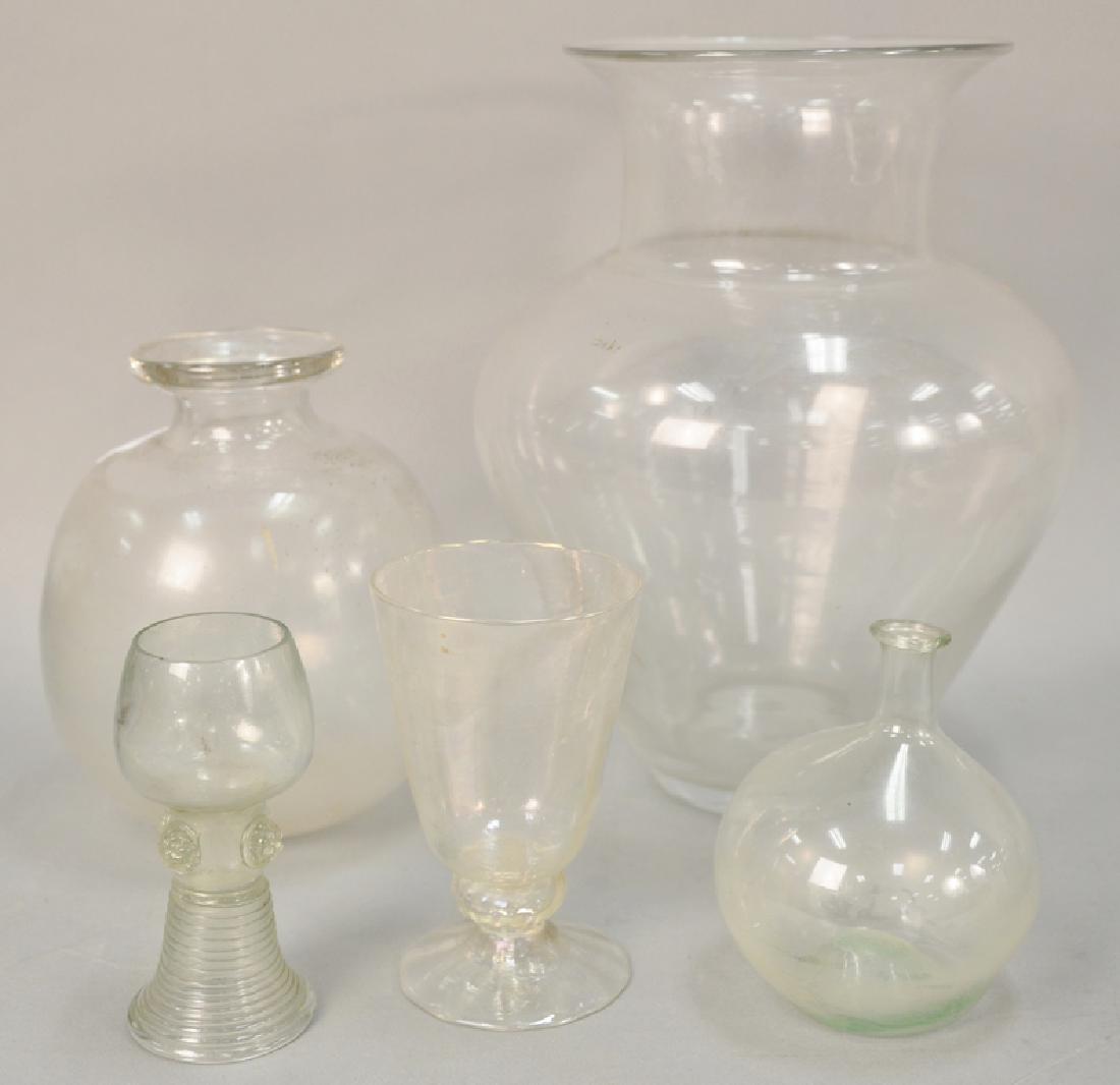 Group of five hand blow glass items to include (1 of 6)