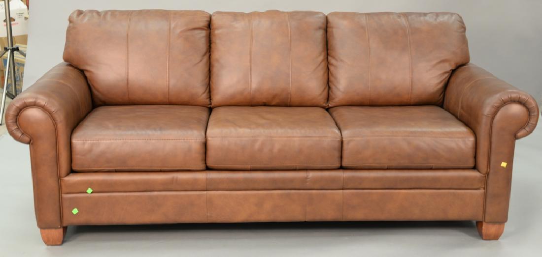 Ethan allen sale brown leather couch
