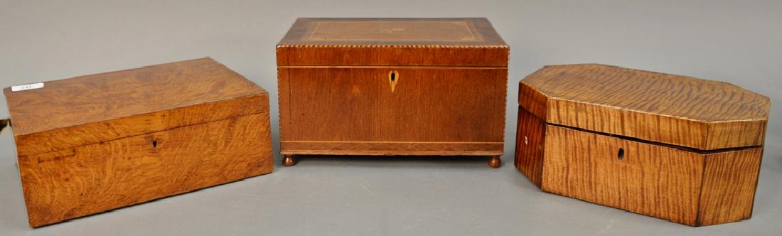Three boxes including one tiger maple and one inlaid. (1 of 7)