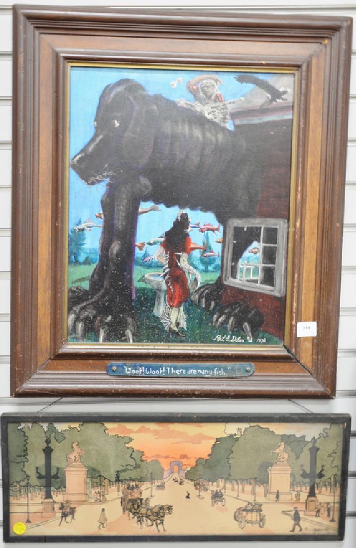 Group of four paintings to include Venezia abstract (1 of 5)