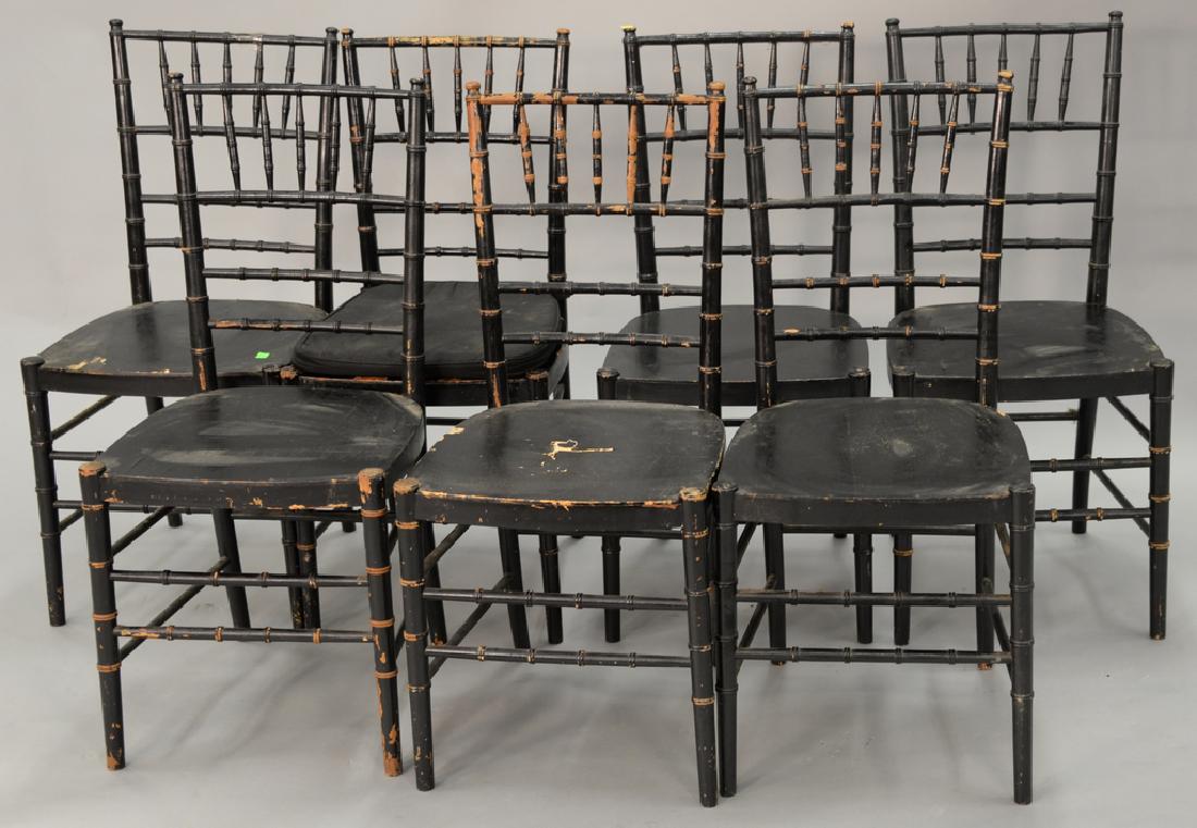 Set of eleven carved bamboo style side chairs. (1 of 5)