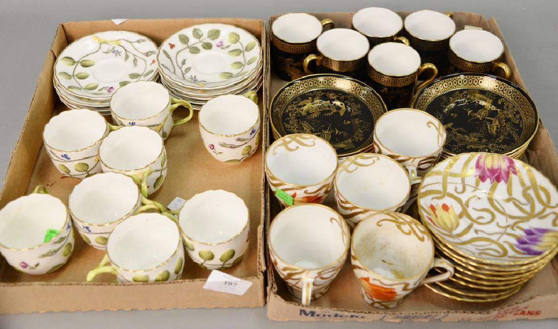 Three sets of cups and saucers to include spode black (1 of 4)