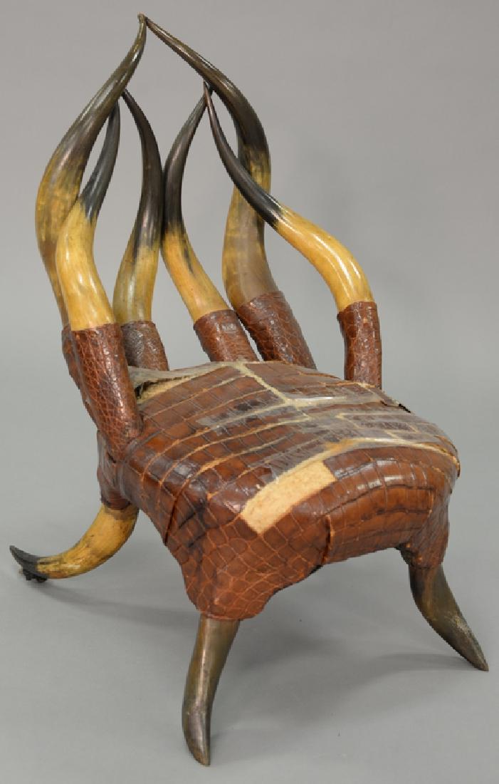 Horned side chair having horned back and legs with (1 of 4)