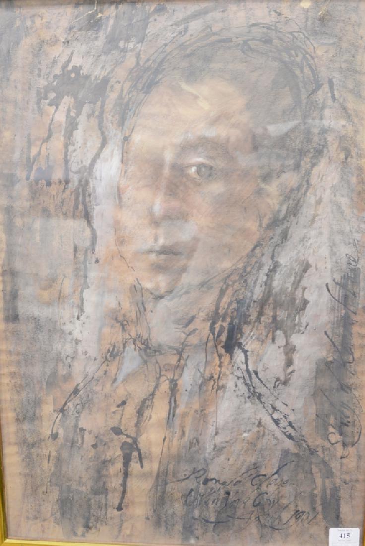 Ronald Chase (b. 1934), watercolor mixed media, Study (1 of 4)