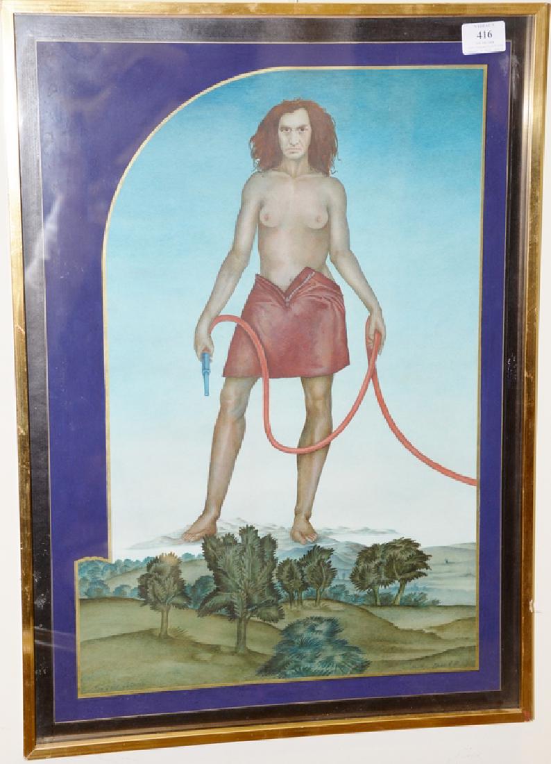 Schaack 70, watercolor, Der Grope Gartnerin holding a: Schaack 70, watercolor, Der Grope Gartnerin holding a hose, marked lower right No 207 Schaack. 24 3/4" x 17 1/4" Provenance: Estate of Kenneth Jay Lane*IMPORTANT NOTE: No credit card payments will be 