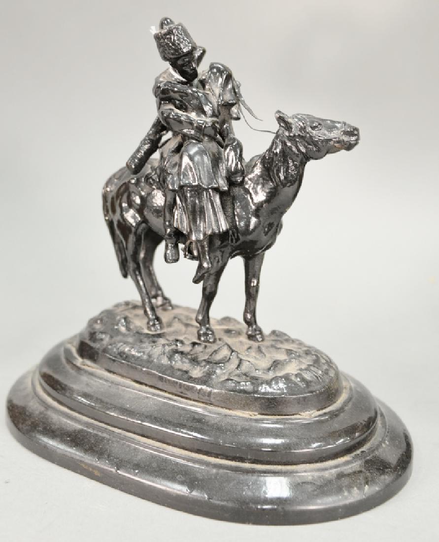 Metal figure Russian Kosak and girl on horse. ht. 9 1/2 (1 of 3)
