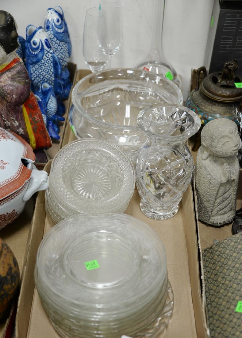 Two tray lots of crystal to include Baccarat decanter, (1 of 2)
