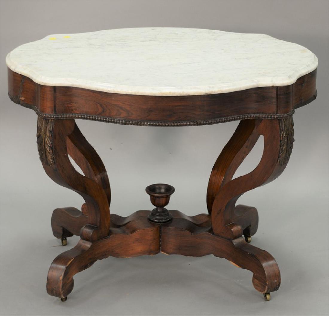Victorian marble top shaped center table. ht. 28 1/2 (1 of 4)