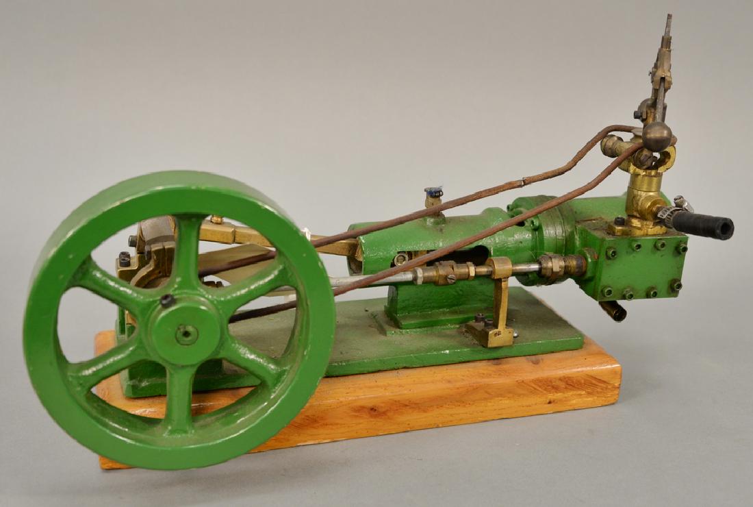 Horizontal steam engine, belt driven Governor, green