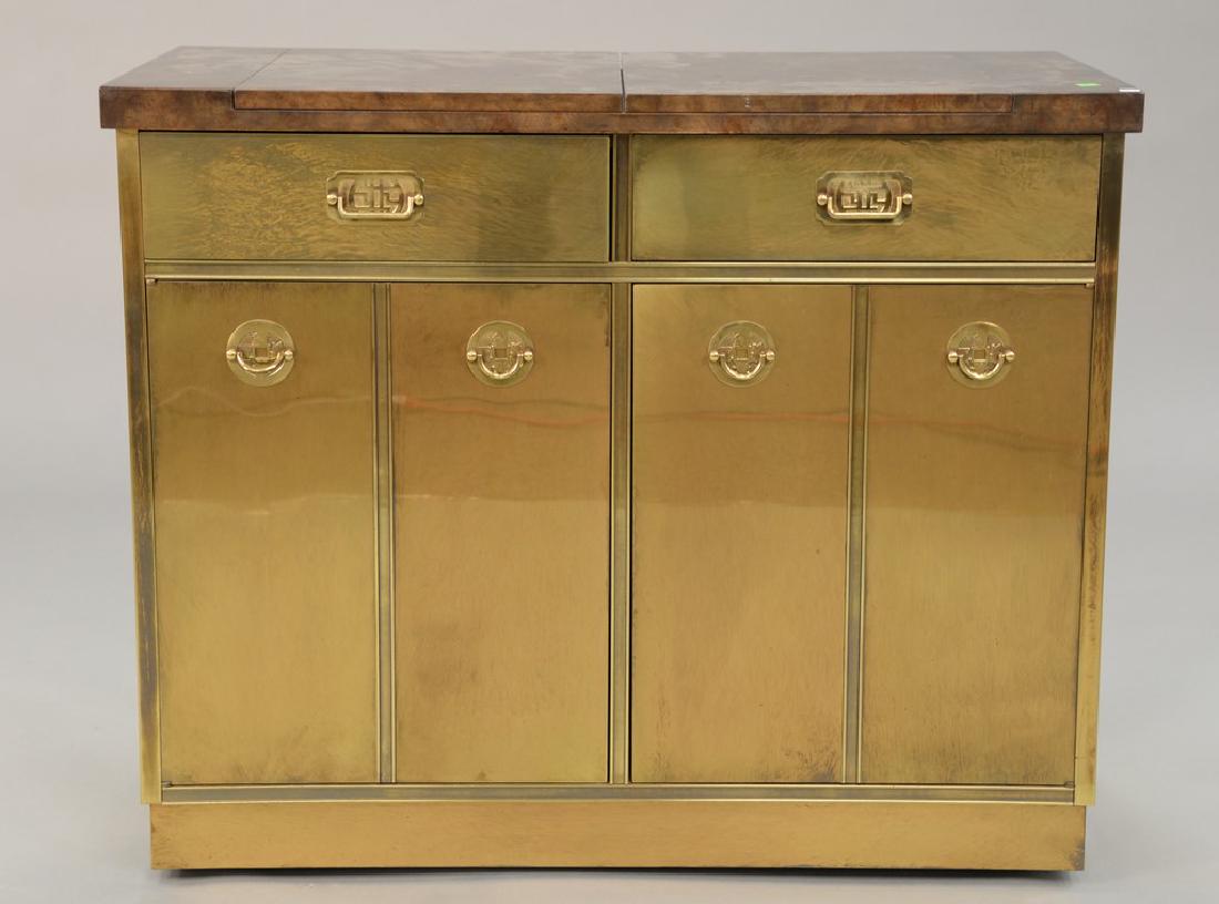 Mastercraft brass bar cabinet. ht. 33 1/4 in., wd. 40: Mastercraft brass bar cabinet. ht. 33 1/4 in., wd. 40 in., dp. 19 in.