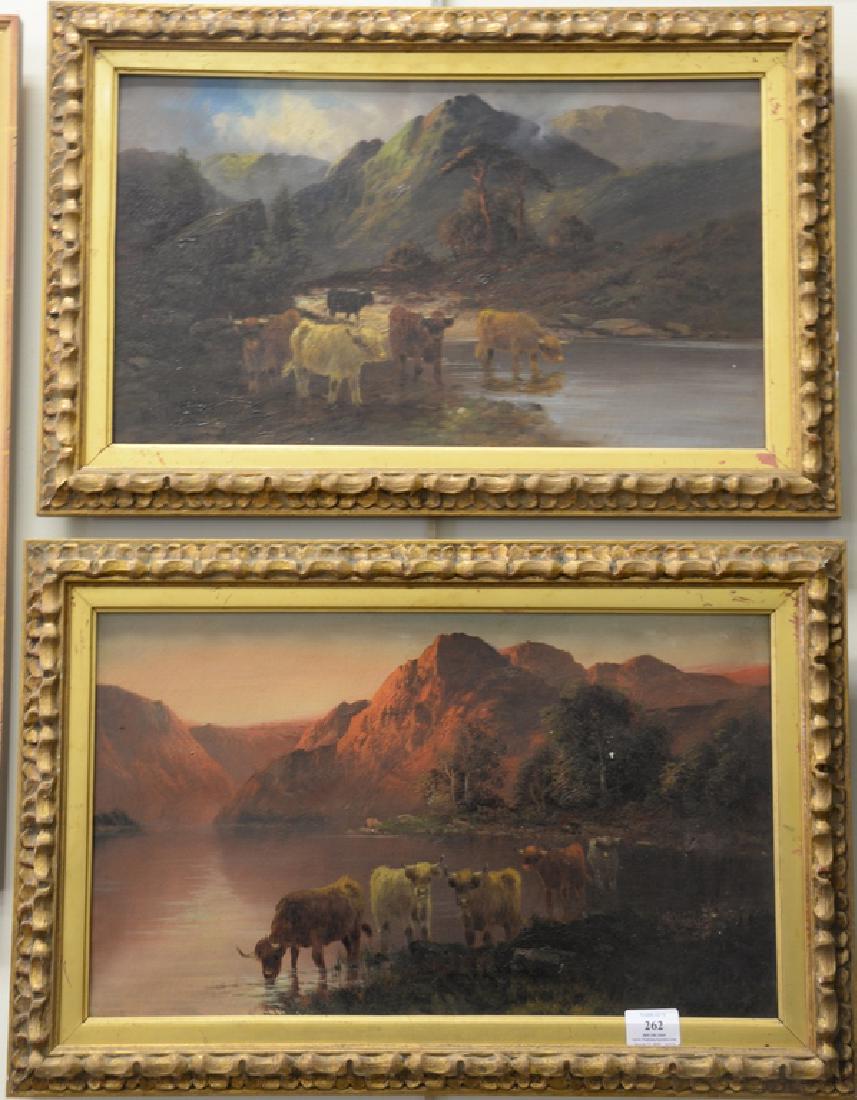 Pair of Francis E. Jamieson (1895-1956) / W. Richards: Pair of Francis E. Jamieson (1895-1956) / W. Richards oil on canvas pair of landscape with cattle, signed lower left and lower right W. Richards. 12" x 20" Provenance: From an estate in Lloyd Harbor,