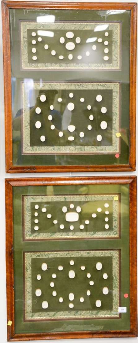 Collection of eighty-one white plaster Grand Tour: Collection of eighty-one white plaster Grand Tour Intaglios in two large separate shadow box frames. 30 1/2" x 24 1/2" framed Provenance: From an estate in Lloyd Harbor, Long Island, New York