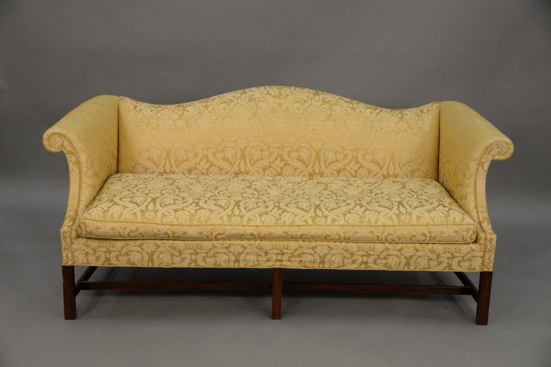 Hickory Chair Co. Chippendale style mahogany camel back: Hickory Chair Co. Chippendale style mahogany camel back sofa, 76 in.